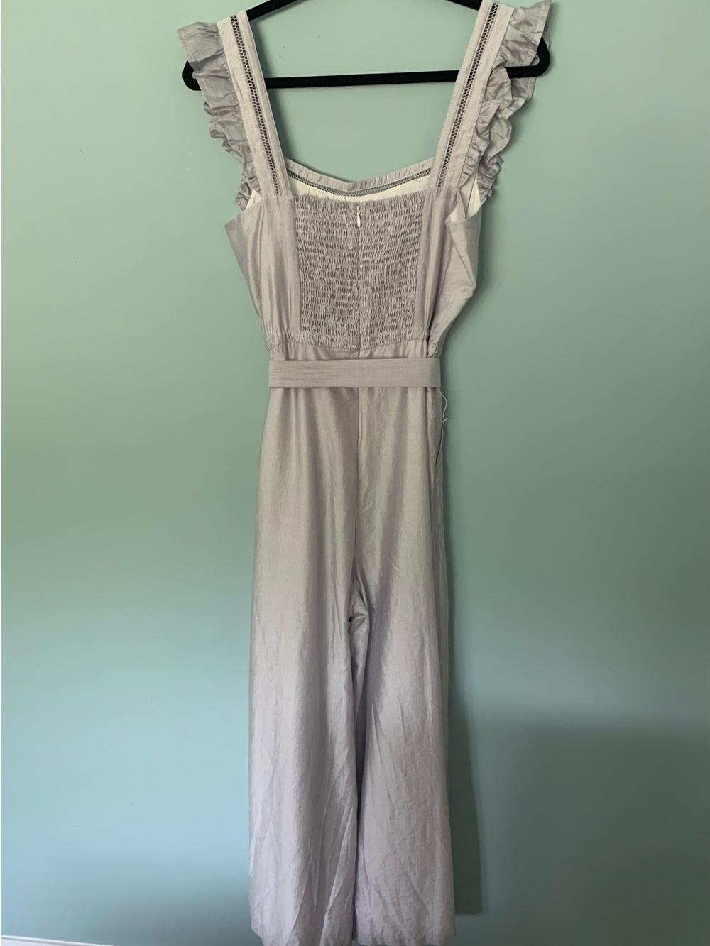 Adelyn Rae Light Gray Ruffle Strap Jumpsuit - Picture 2 of 16